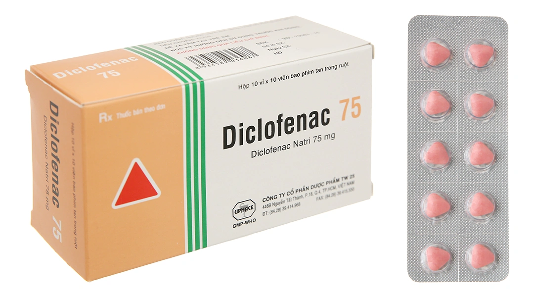 Diclofenac 75 Uphace trị dài ngày viêm khớp mạn, thoái hóa khớp (10 vỉ x 10 viên) - 