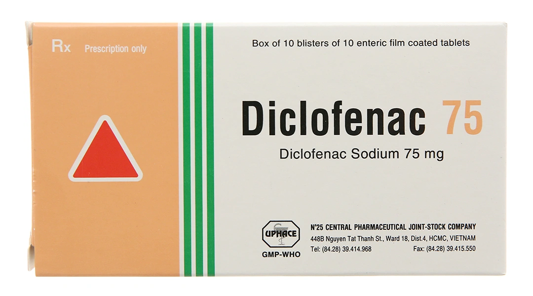Diclofenac 75 Uphace trị dài ngày viêm khớp mạn, thoái hóa khớp (10 vỉ x 10 viên) - 1
