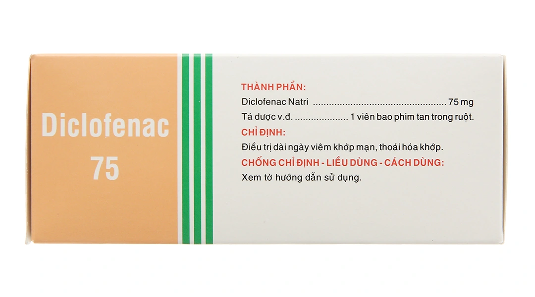 Diclofenac 75 Uphace trị dài ngày viêm khớp mạn, thoái hóa khớp (10 vỉ x 10 viên) - 3