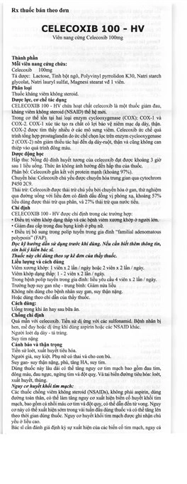 Celecoxib 100-HV giảm đau, kháng viêm xương khớp (10 vỉ x 10 viên) - 3