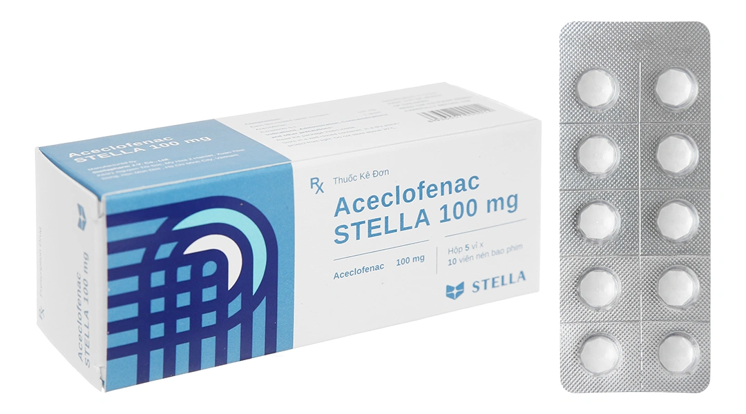 Aceclofenac Stella 100mg giảm đau, kháng viêm xương khớp (5 vỉ x 10 viên) - 