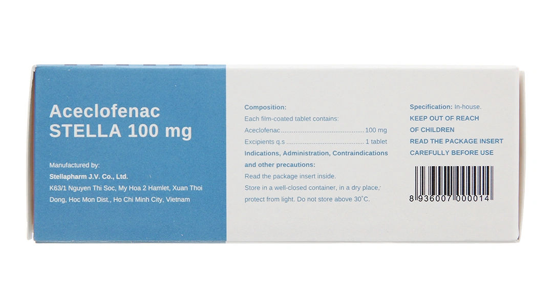 Aceclofenac Stella 100mg giảm đau, kháng viêm xương khớp (5 vỉ x 10 viên) - 2