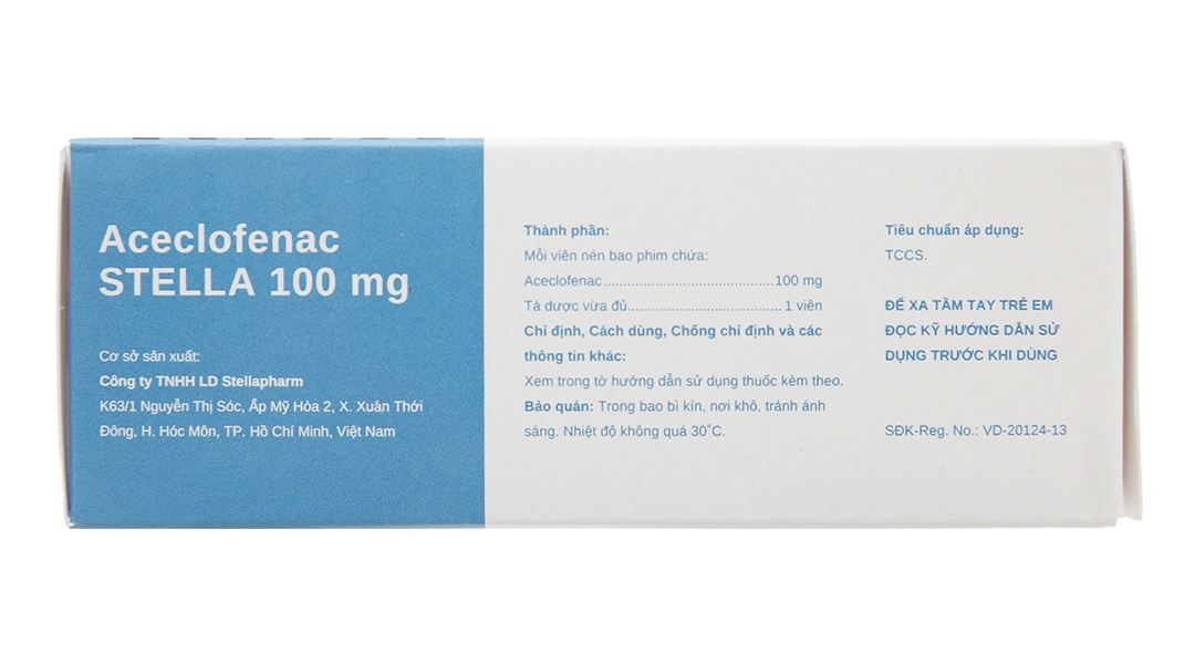 Aceclofenac Stella 100mg giảm đau, kháng viêm xương khớp (5 vỉ x 10 viên) - 3