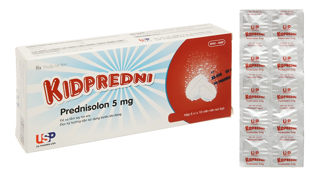 Viên sủi Kidpredni 5mg hỗ trợ kháng viêm, ức chế miễn dịch (5 vỉ x 10 viên) - 