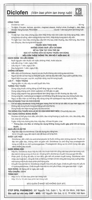 Diclofen 50mg giảm đau, kháng viêm xương khớp (3 vỉ x 10 viên) - 2
