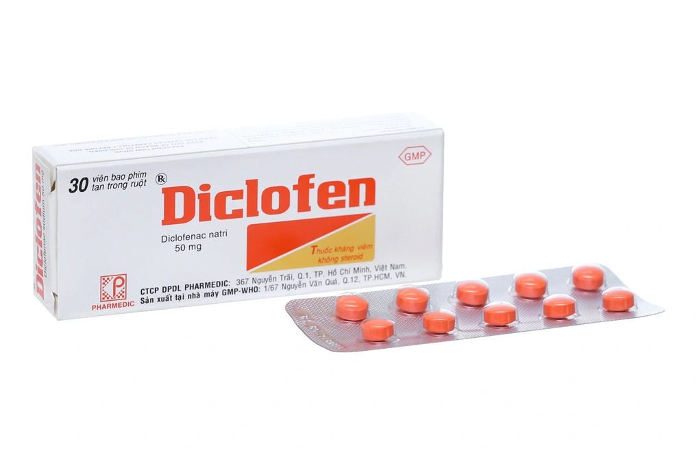 Diclofen 50mg giảm đau, kháng viêm xương khớp (3 vỉ x 10 viên) - 