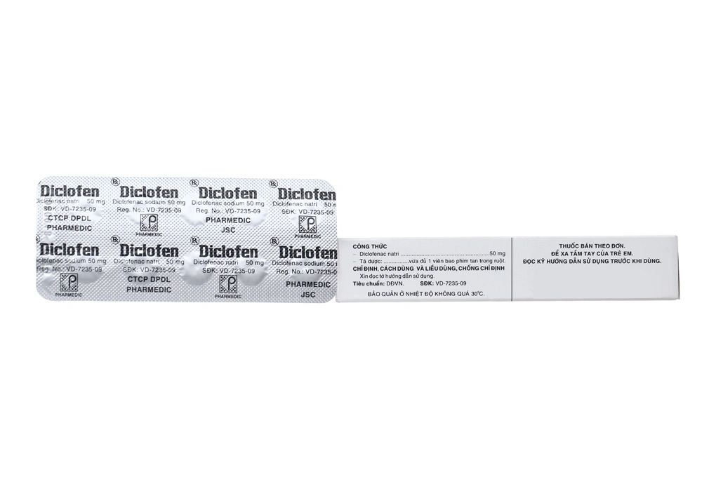 Diclofen 50mg giảm đau, kháng viêm xương khớp (3 vỉ x 10 viên) - 1