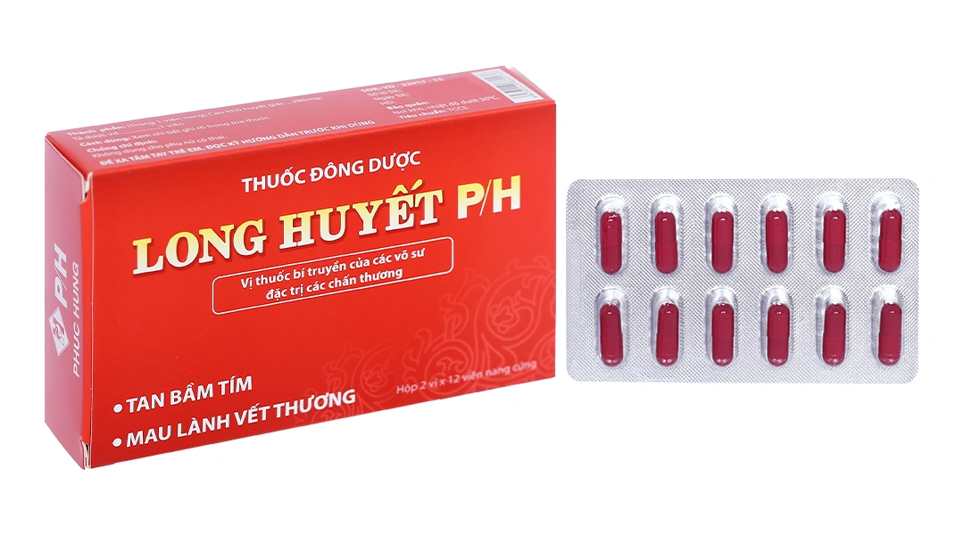 Long Huyết P/H trị sưng đau, bầm tím (2 vỉ x 12 viên) - 