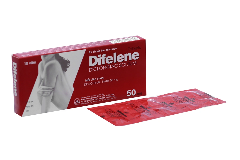 Difelene 50mg giảm đau, kháng viêm xương khớp (1 vỉ x 10 viên) - 