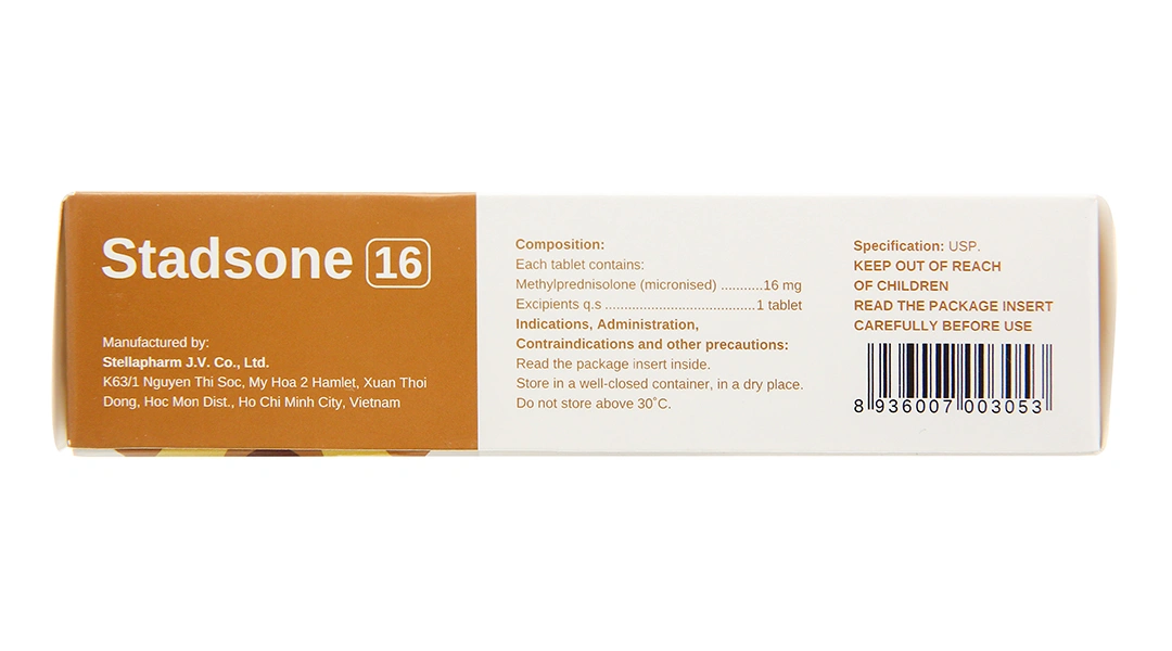 Stadsone 16 thuốc kháng viêm, ức chế miễn dịch (3 vỉ x 10 viên) - 3