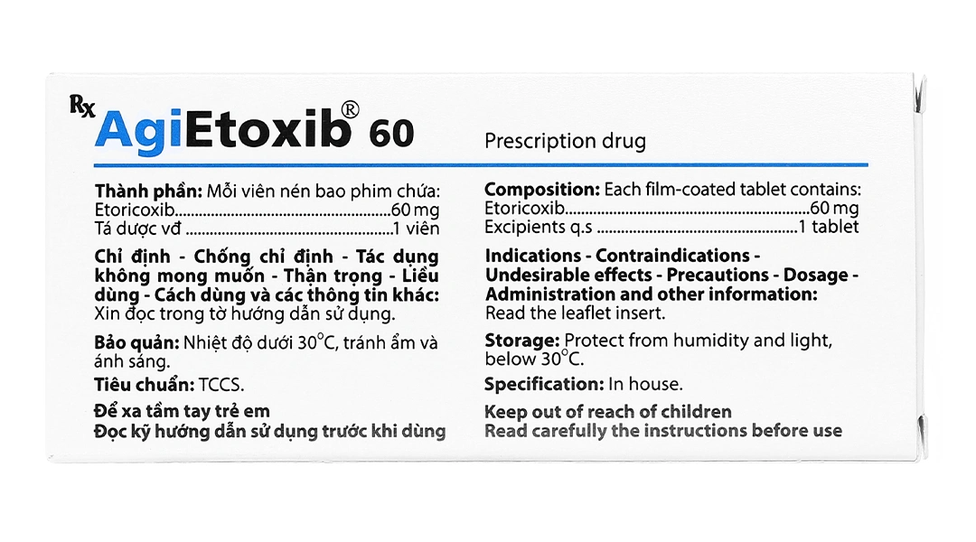 AgiEtoxib 60 giảm đau, kháng viêm xương khớp (3 vỉ x 10 viên) - 2