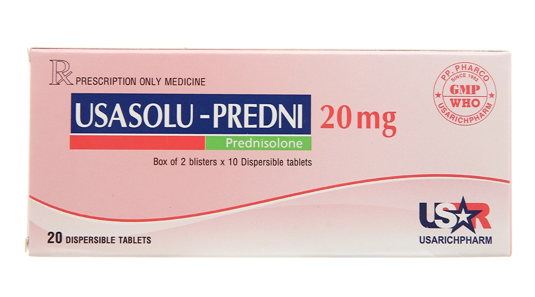 UsaSolu-Predni 20mg hỗ trợ kháng viêm, ức chế miễn dịch (2 vỉ x 10 viên) - 1