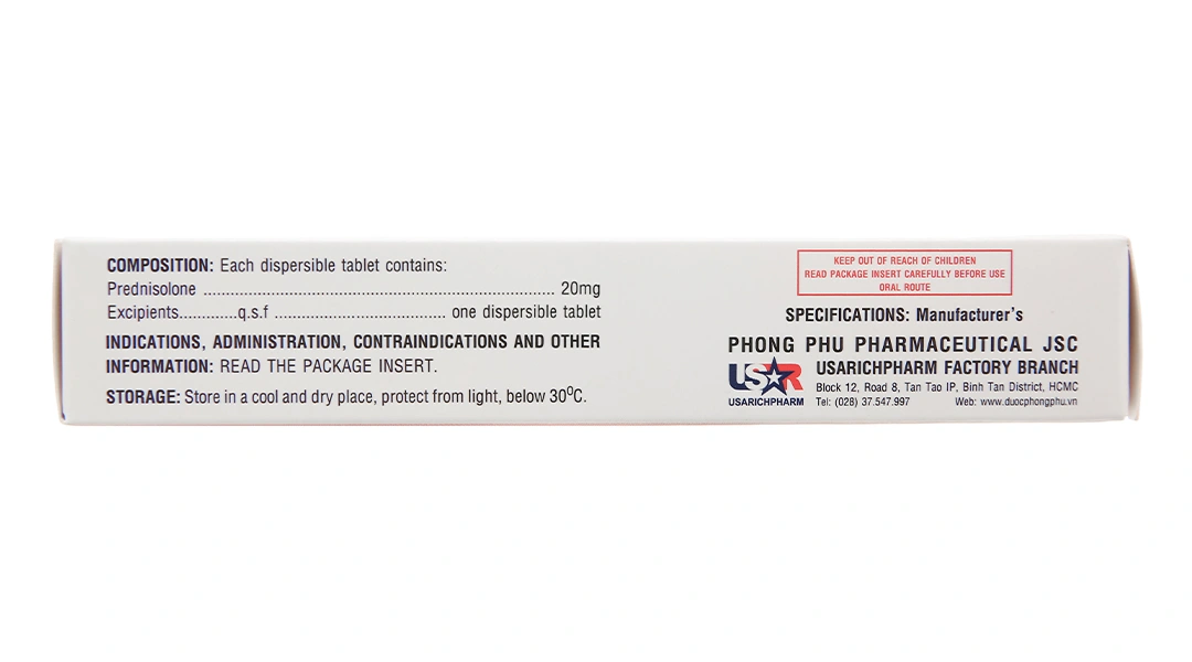 UsaSolu-Predni 20mg hỗ trợ kháng viêm, ức chế miễn dịch (2 vỉ x 10 viên) - 2