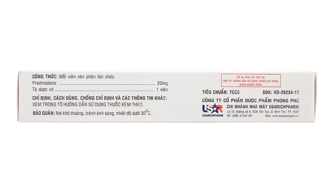 UsaSolu-Predni 20mg hỗ trợ kháng viêm, ức chế miễn dịch (2 vỉ x 10 viên) - 3