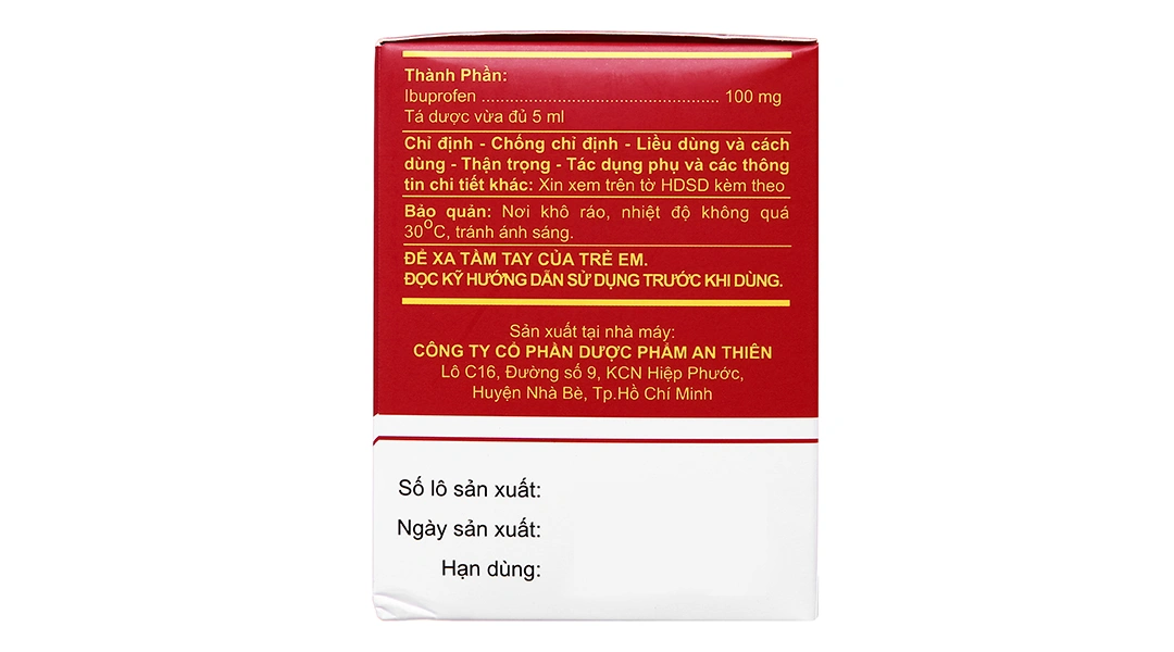 Hỗn dịch uống A.T Ibuprofen Syrup giảm đau, kháng viêm (30 ống x 5ml) - 8