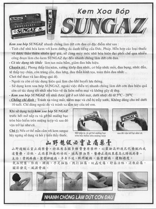 Kem xoa bóp Sungaz giảm đau cơ, xương khớp tuýp 30g - 4