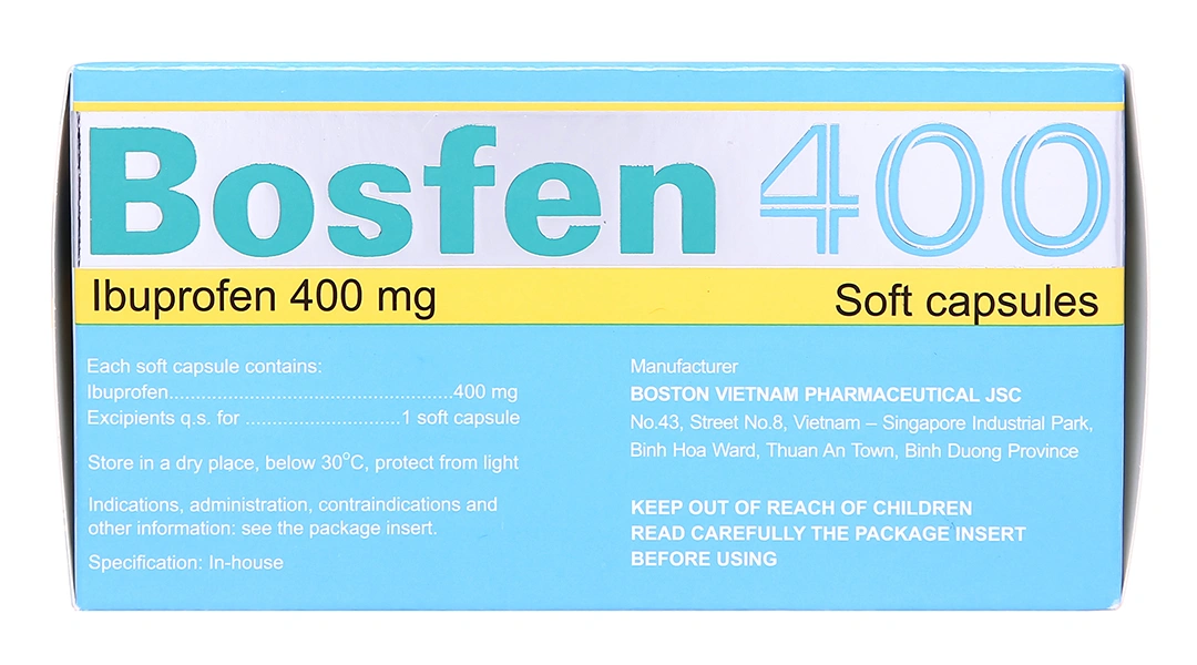 Bosfen 400 giảm đau, hạ sốt, kháng viêm 400mg (5 vỉ x 10 viên) - 2