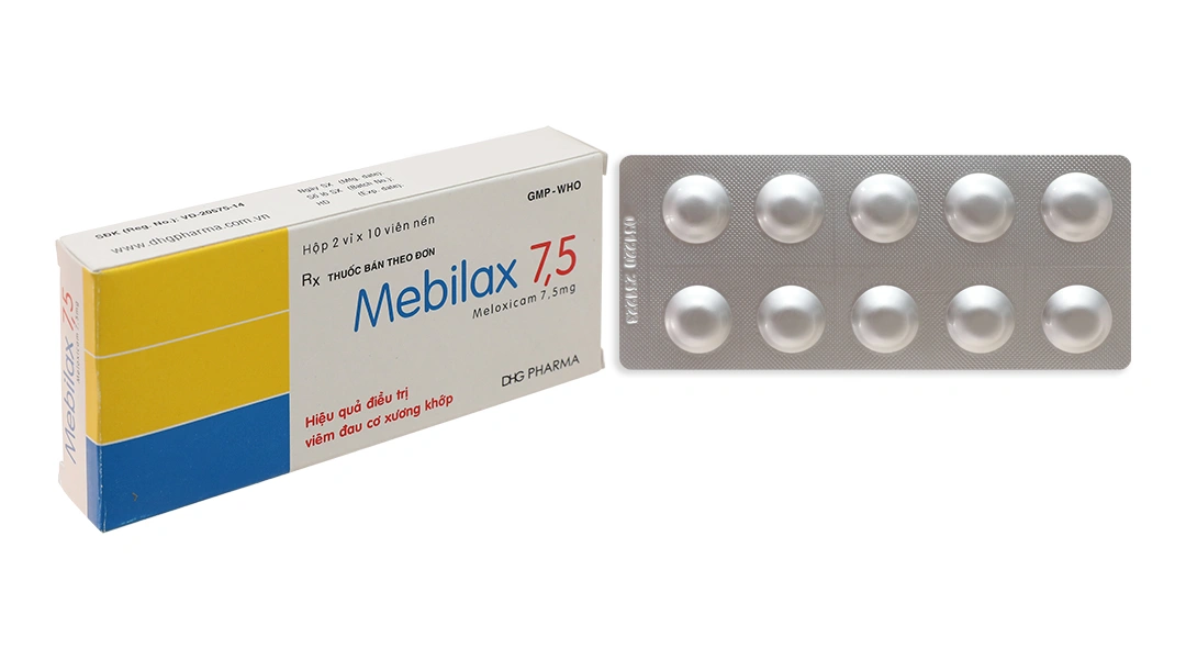 Mebilax 7.5 kháng viêm, giảm đau cơ xương khớp (2 vỉ x 10 viên) - 