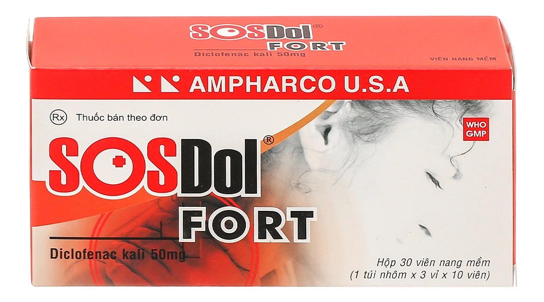 SOSDol Fort 50mg giảm đau, kháng viêm xương khớp, gout cấp (3 vỉ x 10 viên) - 1