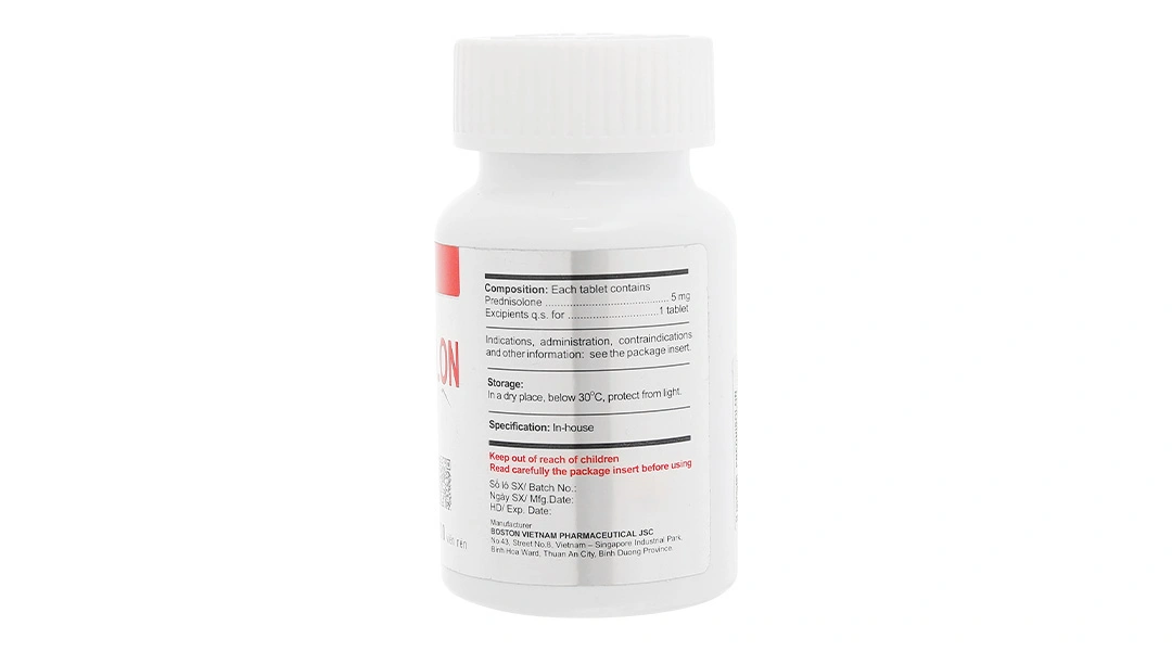 Prednisolon Boston 5mg trị các rối loạn viêm và dị ứng lọ 200 viên - 2