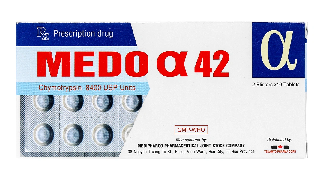 Medo Alpha 42 8400IU trị phù nề sau chấn thương, phẫu thuật (2 vỉ x 10 viên) - 1