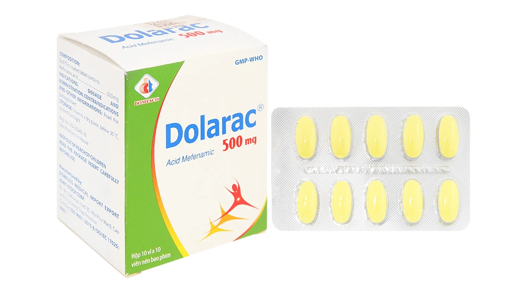 Dolarac 500mg giảm đau, kháng viêm xương khớp, trị đau bụng kinh (10 vỉ x 10 viên) - 
