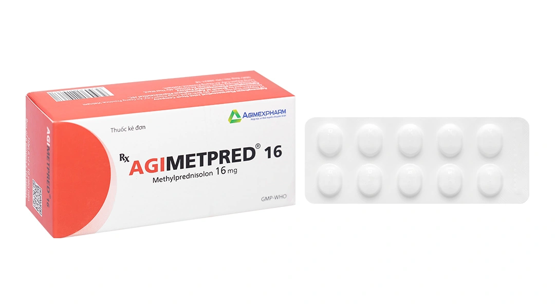 Agimetpred 16 mg kháng viêm, ức chế miễn dịch (6 vỉ x 10 viên) - 
