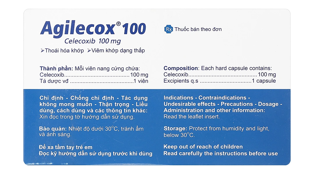 Agilecox 100 giảm đau và giảm viêm xương khớp, thoái hoá khớp (2 vỉ x 10 viên) - 1