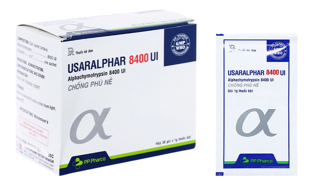 Thuốc bột Usaralphar 8400IU trị phù nề sau chấn thương (30 gói x 1g) - 
