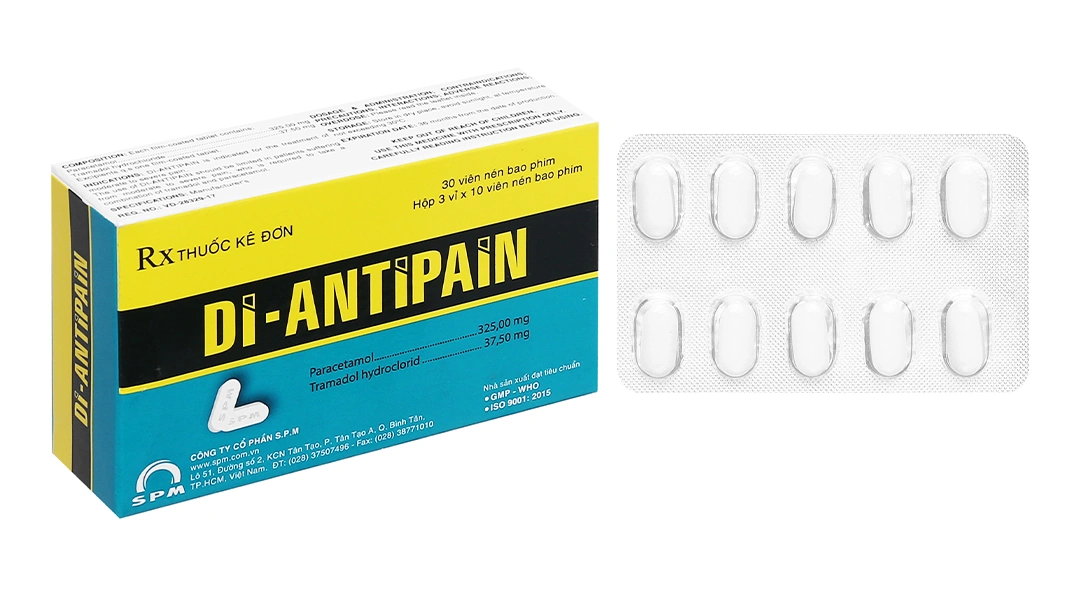 Di-Antipain trị cơn đau trung bình đến nặng (3 vỉ x 10 viên) - 