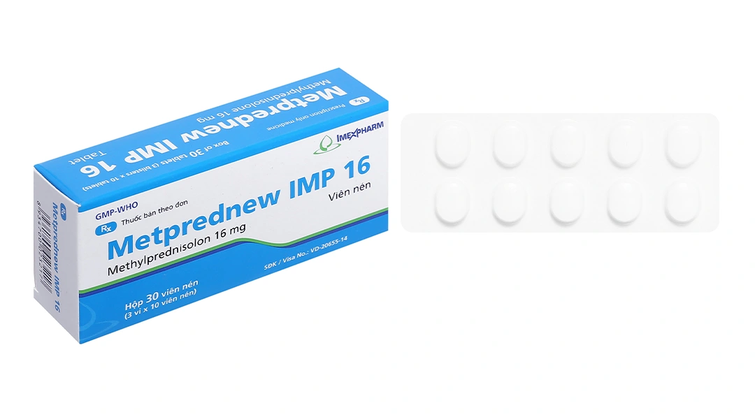 Metprednew IMP 16 kháng viêm (3 vỉ x 10 viên) - 
