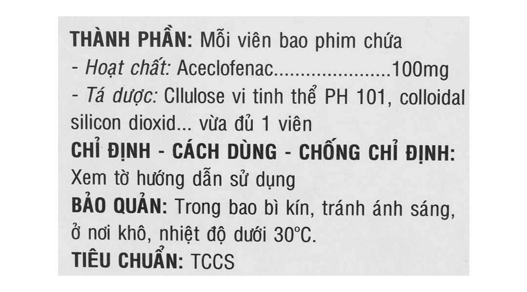 Aclon 100mg giảm đau và kháng viêm xương khớp (10 vỉ x 10 viên) - 3