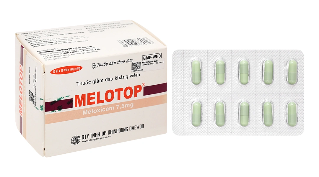 Melotop 7.5mg giảm đau, kháng viêm xương khớp (10 vỉ x 10 viên) - 