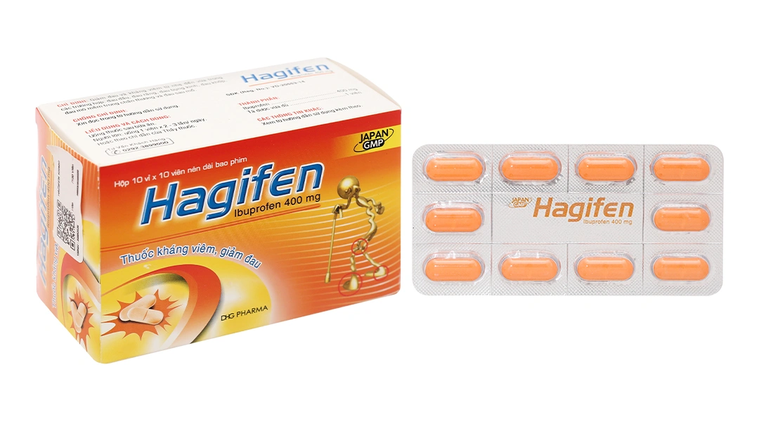 Hagifen 400mg giảm đau, hạ sốt, kháng viêm (10 vỉ x 10 viên) - 