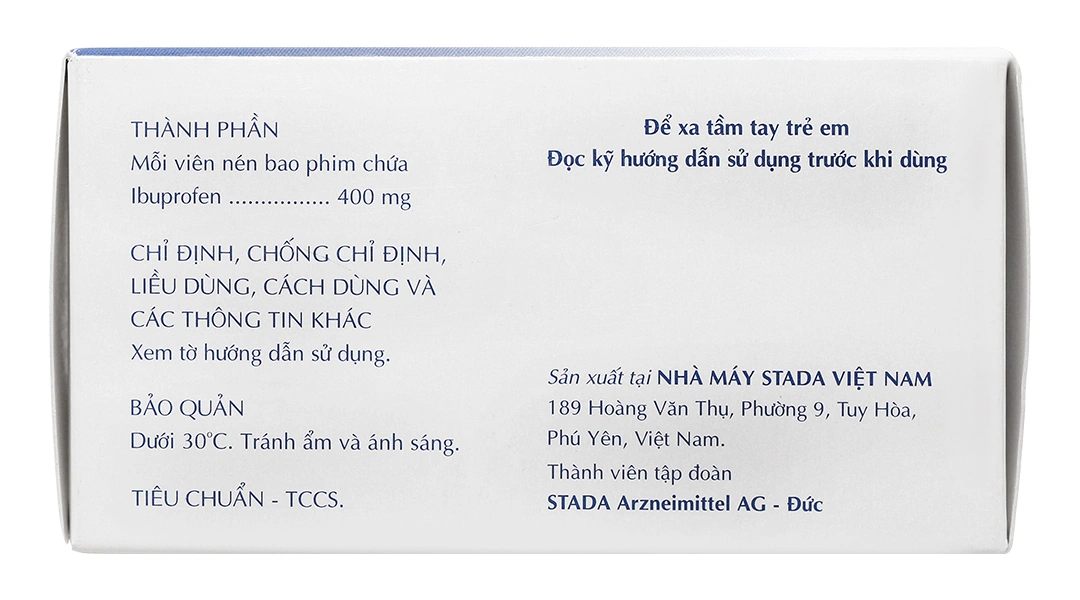 Ibuprofen Stada 400mg giảm đau, kháng viêm xương khớp (10 vỉ x 10 viên) - 3