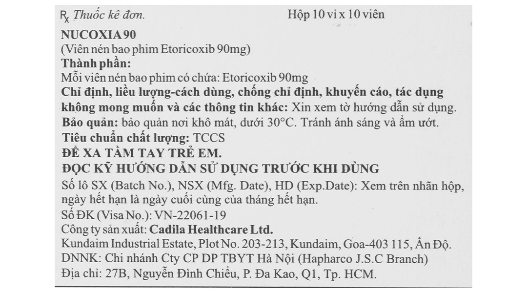Nucoxia 90mg giảm đau, kháng viêm xương khớp (10 vỉ x 10 viên) - 4