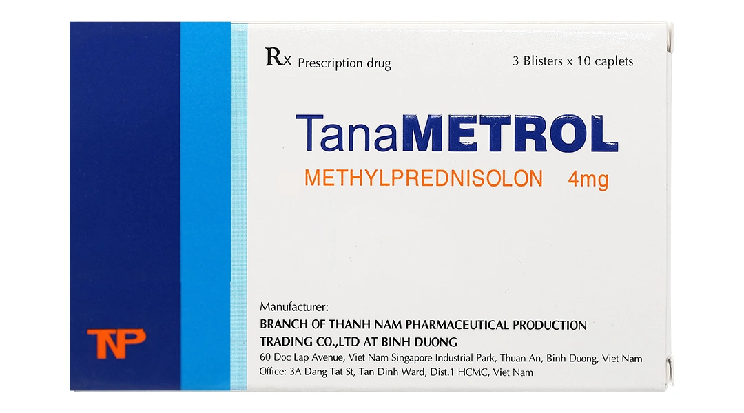 TanaMetrol 4mg hỗ trợ liệu pháp cần chống viêm và giảm miễn dịch (3 vỉ x 10 viên) - 1