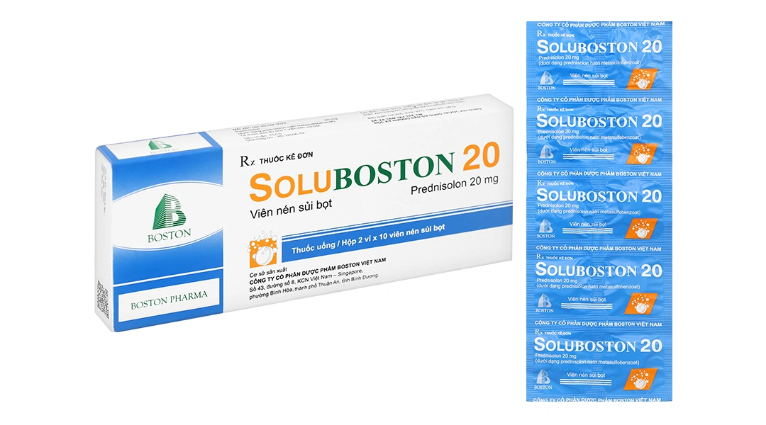 Viên sủi SoluBoston 20 trị hoặc giảm các triệu chứng viêm (2 vỉ x 10 viên) - 