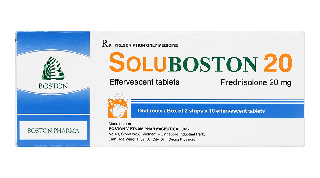 Viên sủi SoluBoston 20 trị hoặc giảm các triệu chứng viêm (2 vỉ x 10 viên) - 3