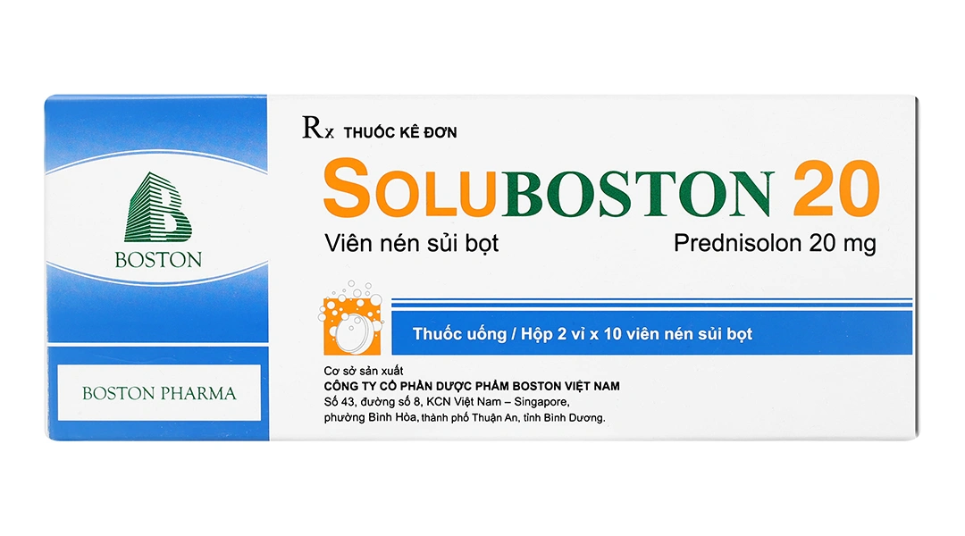 Viên sủi SoluBoston 20 trị hoặc giảm các triệu chứng viêm (2 vỉ x 10 viên) - 1