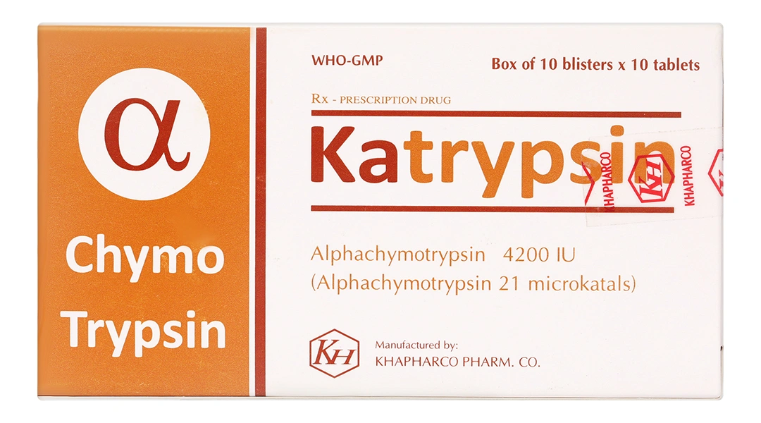 Katrypsin 4200 IU trị phù nề sau chấn thương (10 vỉ x 10 viên) - 1