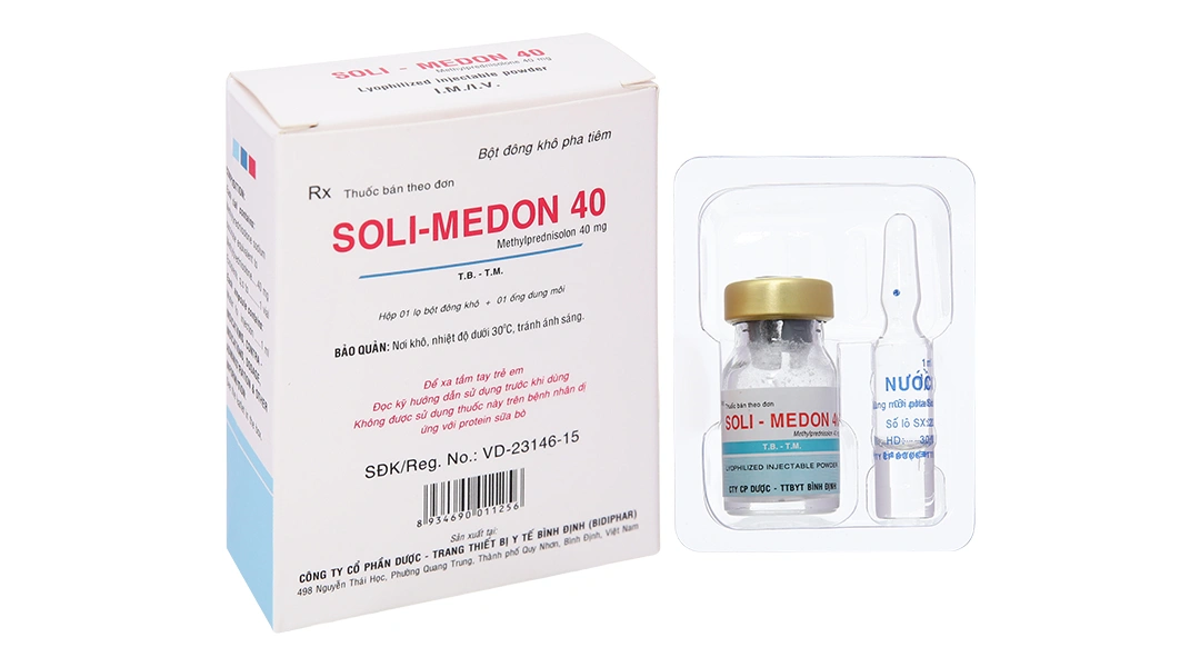 Bột đông khô pha tiêm Soli-Medon 40 chống viêm, giảm miễn dịch 1 lọ bột + 1 ống 1ml - 