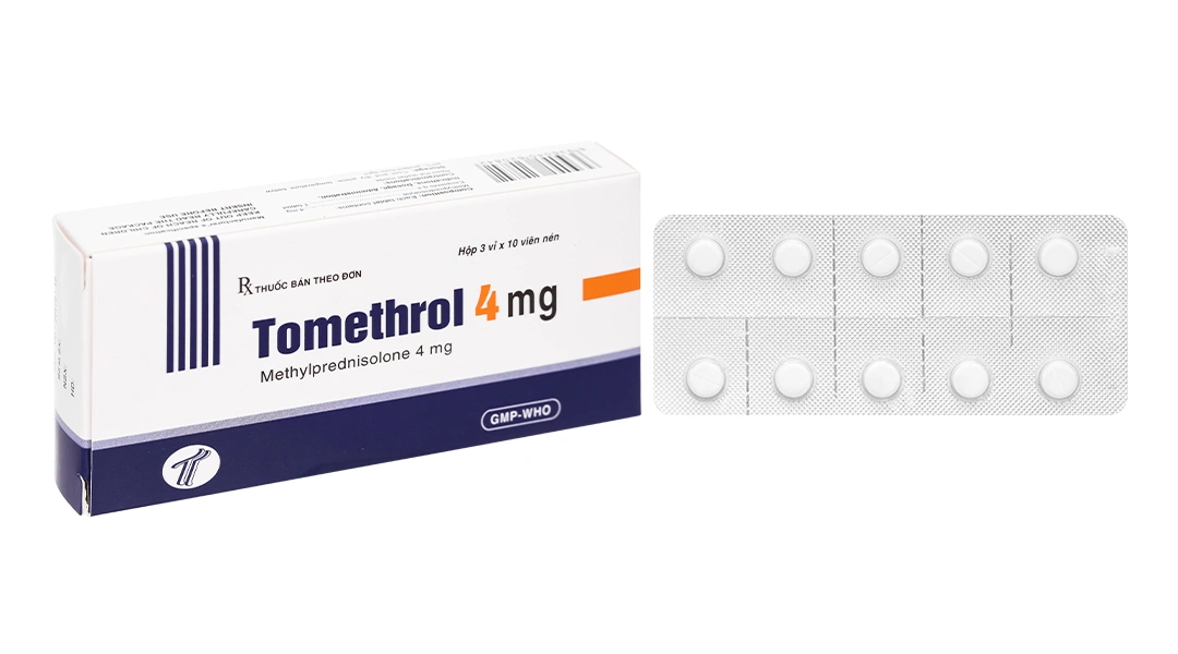 Tomethrol 4mg chỉ định cho các trường hợp cần glucocorticoid (3 vỉ x 10 viên) - 
