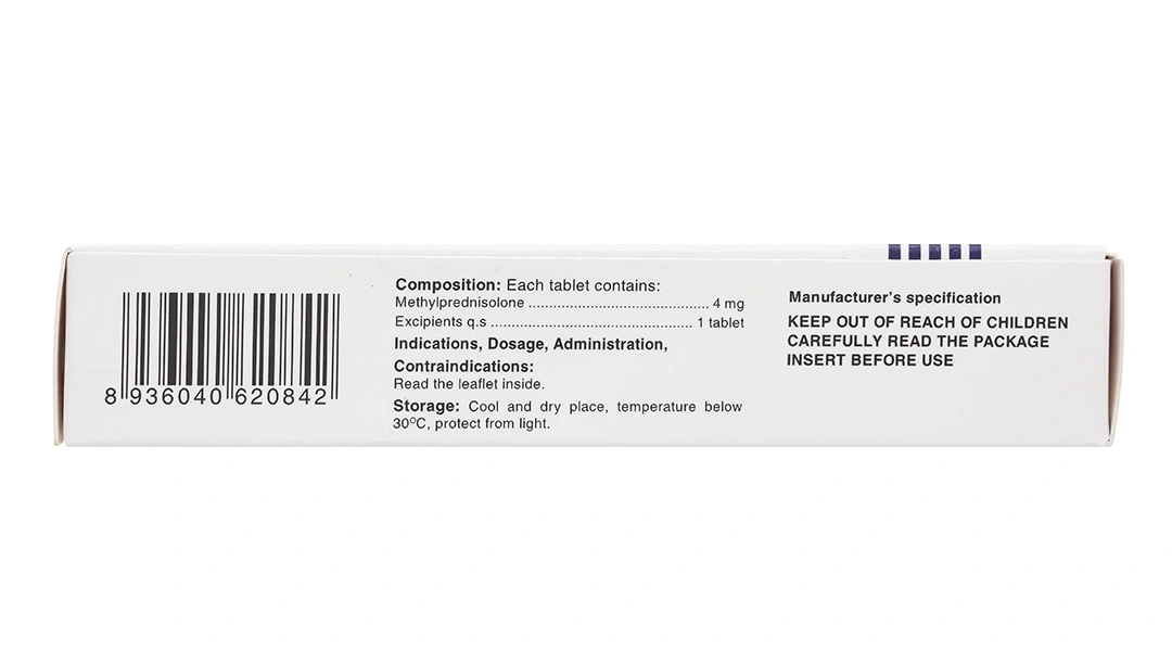 Tomethrol 4mg chỉ định cho các trường hợp cần glucocorticoid (3 vỉ x 10 viên) - 2