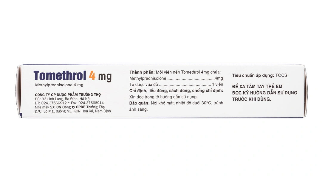 Tomethrol 4mg chỉ định cho các trường hợp cần glucocorticoid (3 vỉ x 10 viên) - 3