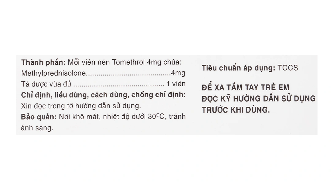 Tomethrol 4mg chỉ định cho các trường hợp cần glucocorticoid (3 vỉ x 10 viên) - 4