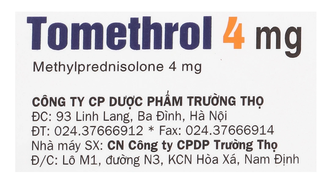 Tomethrol 4mg chỉ định cho các trường hợp cần glucocorticoid (3 vỉ x 10 viên) - 5