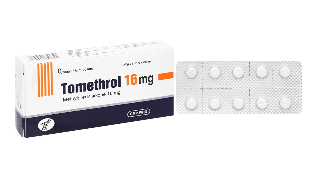 Tomethrol 16mg kháng viêm, ức chế miễn dịch (3 vỉ x 10 viên) - 