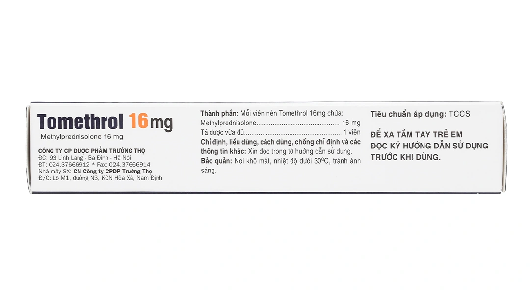 Tomethrol 16mg kháng viêm, ức chế miễn dịch (3 vỉ x 10 viên) - 2