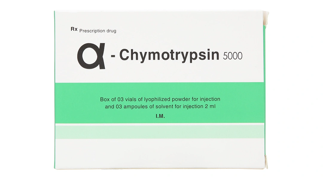 Bột khô Alpha-Chymotrypsin 5000 Bidiphar trị phù nề sau chấn thương (3 lọ bột + 3 ống 2ml) - 1